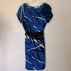 Vintage New York & Company geometric dress extra small asymmetric neckline